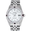 Image 3 : Rolex Mens Stainless Steel White Diamond & Ruby 36MM Datejust Wristwatch