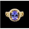 Image 2 : 14KT Yellow Gold 3.43 ctw Tanzanite and Diamond Ring