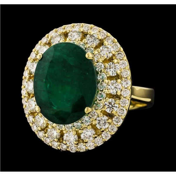 6.63 ctw Emerald and Diamond Ring - 14KT Yellow Gold