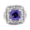 Image 2 : 4.25 ctw Tanzanite and Diamond Ring - 14KT White Gold