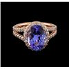 Image 2 : 4.01 ctw Tanzanite and Diamond Ring - 14KT Rose Gold