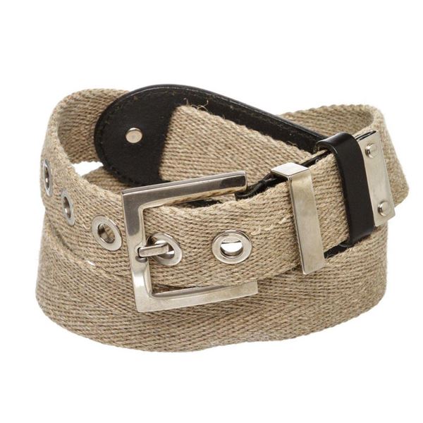 Dolce  Gabbana Tan Canvas and Leather Belt