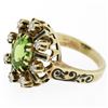 Image 2 : Vintage 14K Yellow Gold 2.43 ctw Oval Peridot Diamond & Black Enamel Halo Ring