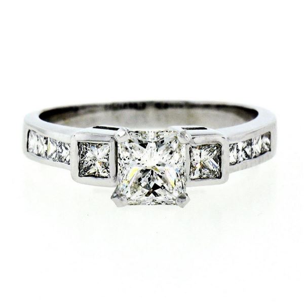 Estate 18kt White Gold 1.42 ctw GIA Certified Radiant Diamond Engagement Ring