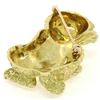 Image 7 : LARGE Detailed Textured 18K Gold Pearl & Emerald Playful Kitten Cat Brooch Pin