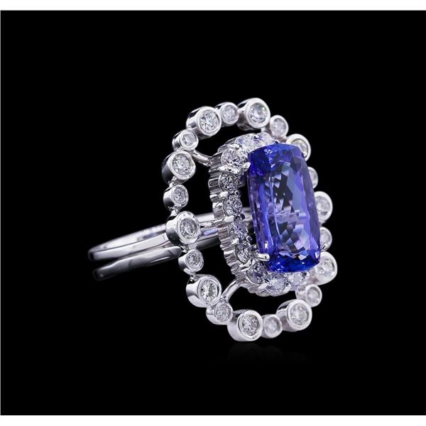 5.87 ctw Tanzanite and Diamond Ring - 14KT White Gold