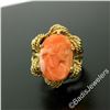 Image 2 : Vintage 14kt Yellow Gold Carved Coral Cameo Solitaire Ring