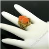 Image 3 : Vintage 14kt Yellow Gold Carved Coral Cameo Solitaire Ring