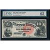 Image 1 : 1880 $10 Jackass Legal Tender Note PMG 65