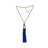 Image 2 : Leather Tassel Chain Necklace - Gold Plated