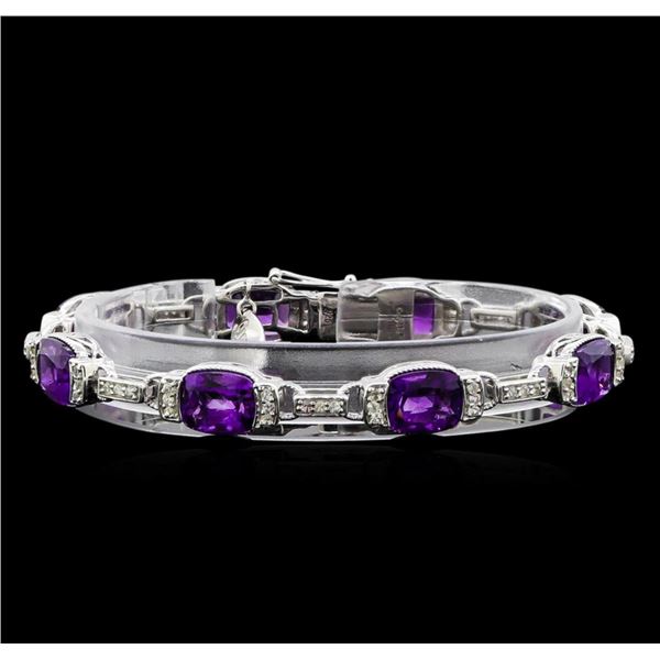 Crayola 20.00 ctw Amethyst and White Sapphire Bracelet - .925 Silver