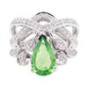 Image 2 : 2.23 Tsavorite and Diamond Ring - 14KT White Gold