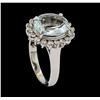 Image 4 : 3.48 ctw Aquamarine and Diamond Ring - 14KT White Gold