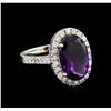 Image 1 : 3.58 ctw Amethyst and Diamond Ring - 14KT White Gold