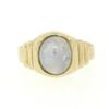 Image 1 : 14K Yellow Gold 3.50 ctw Oval Bezel Set Star Sapphire Grooved Step Ring