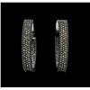 Image 1 : 6x38mm Crystal Hoop Earrings - Black Rhodium