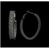 Image 2 : 6x38mm Crystal Hoop Earrings - Black Rhodium