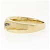 Image 6 : Mens 14k Yellow Gold .18 ctw Round Diamond Wavy Channel Matte & Polished Band Ri