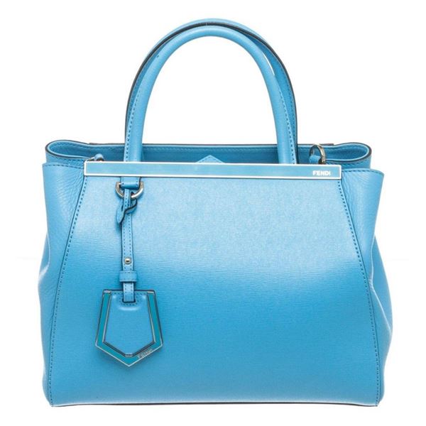 Fendi Blue Saffiano Leather Petite 2 Jours Tote Bag