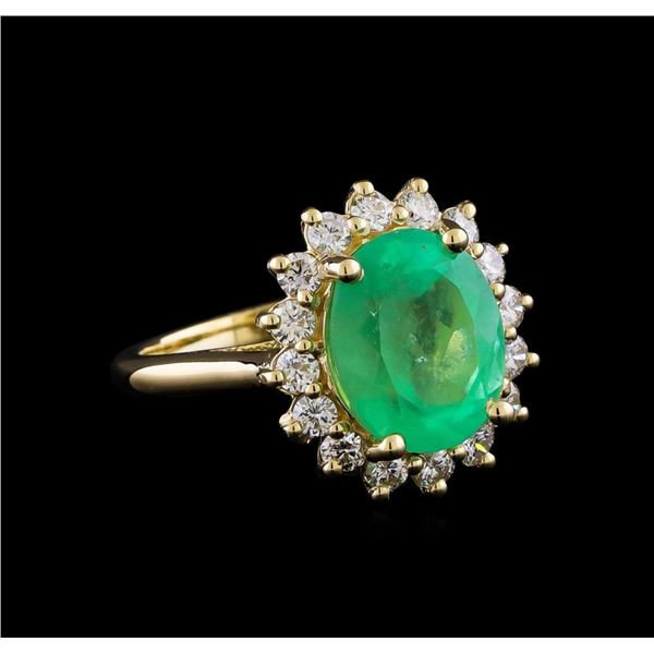 4.67 ctw Emerald and Diamond Ring  - 14KT Yellow Gold
