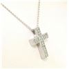 Image 2 : NEW 14k White Gold .65 ctw Pave Set Diamond Box Milgrain Cross Pendant w/ Chain