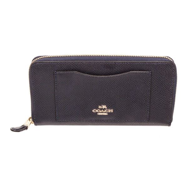 Coach Navy Blue Leather Long Zippy Wallet