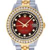 Image 1 : Rolex Mens 2 Tone Red Vignette String VS 3 ctw Channel Set Diamond Datejust Wris