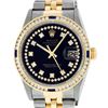 Image 5 : Rolex Mens 2 Tone Black String Diamond & Sapphire Diamond Datejust Wristwatch