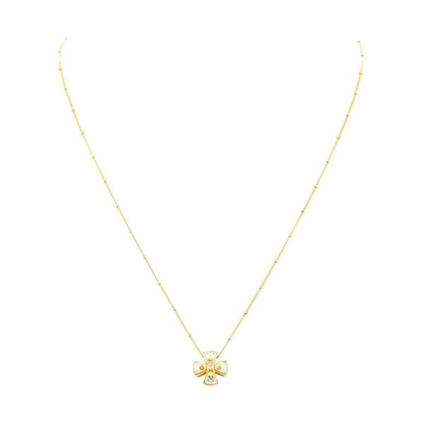 0.03 ctw Diamond and Pearl Cross Pendant with Chain - 14KT and 18KT Yellow Gold
