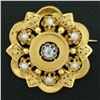 Image 1 : Antique Victorian 18K Yellow Gold Diamond Pearl Detailed Open Flower Brooch Pin