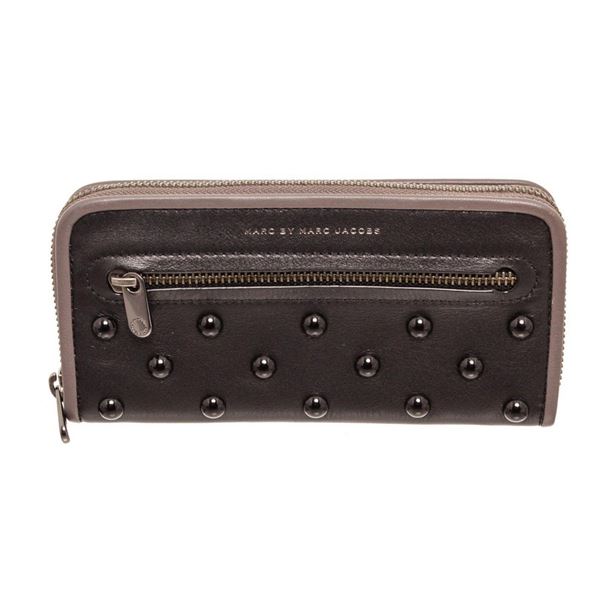 Marc By Marc Jacobs Black Leather Luna Studded Zippy Wallet