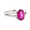 Image 1 : 2.56 ctw Oval Mixed Rubellite And Round Brilliant Cut Diamond Ring - 14KT White