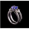 Image 4 : 1.98 ctw Tanzanite and Diamond Ring - 14KT White Gold