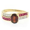 Image 1 : 14kt Yellow Gold 1.58 ctw Garnet, Ruby, and Diamond Ring