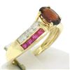 Image 4 : 14kt Yellow Gold 1.58 ctw Garnet, Ruby, and Diamond Ring