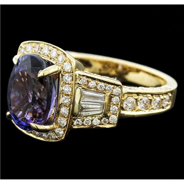 14KT Yellow Gold 3.11 ctw Tanzanite and Diamond Ring