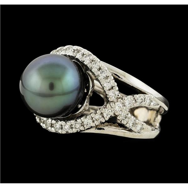 Pearl and Diamond Ring - 14KT White Gold