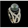 Image 4 : Pearl and Diamond Ring - 14KT White Gold