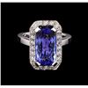 Image 2 : 4.47 ctw Tanzanite and Diamond Ring - 14KT White Gold