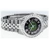Image 3 : Rolex Mens Stainless Steel 3 ctw Green Vignette Roman Diamond Datejust Wristwatc
