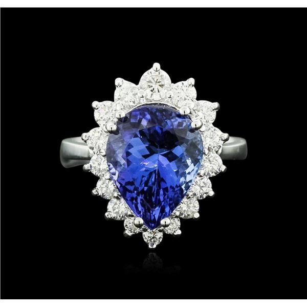 14KT White Gold 5.43 ctw Tanzanite and Diamond Ring