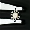 Image 8 : 14K White Gold 7.5mm Cultured Pearl & 8 Single Cut Diamond Petite Cluster Ring
