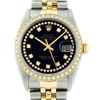 Image 1 : Rolex Mens 2 Tone Black String VS Diamond Oyster Perpetual Datejust Wristwatch