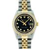 Image 2 : Rolex Mens 2 Tone Black String VS Diamond Oyster Perpetual Datejust Wristwatch