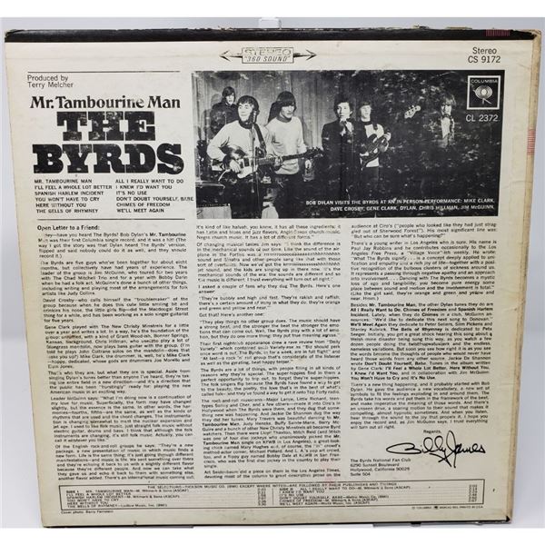 Signed Byrds Mr. Tambourine Man Album Cover