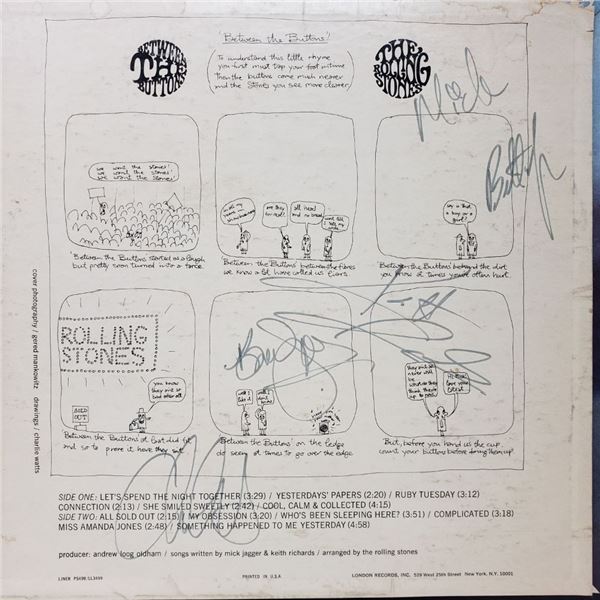 Signed Rolling Stones Signed Between The Buttons Album Cover