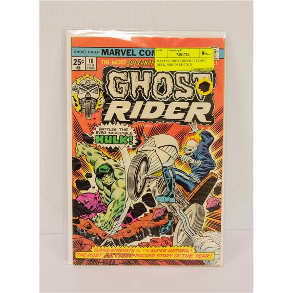 MARVEL GHOST RIDER 10 COMIC HULK, ORIGIN RE-TOLD