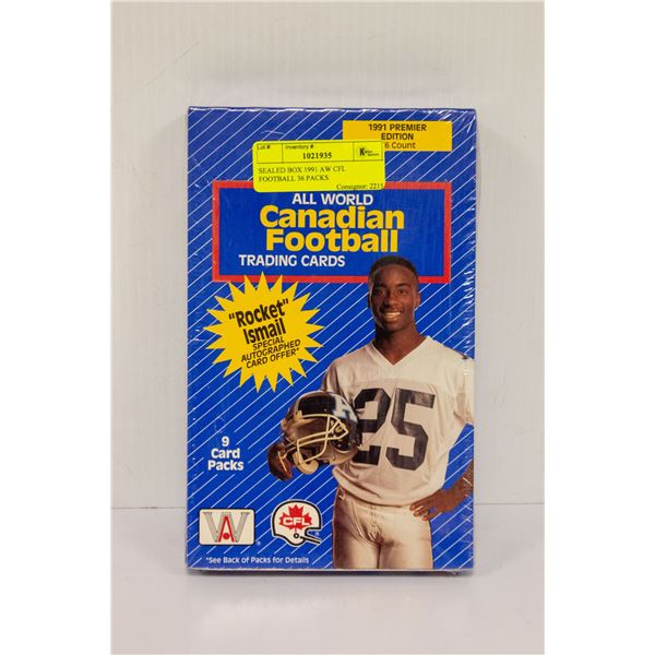 SEALED BOX 1991 AW CFL FOOTBALL 36 PACKS