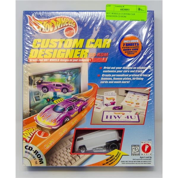 HOT WHEELS CUSTOM CAR DESIGNER CD ROM