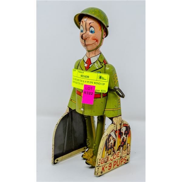 G.I JOE AND THE K-9 PUPS WIND UP VINTAGE TIN TOY